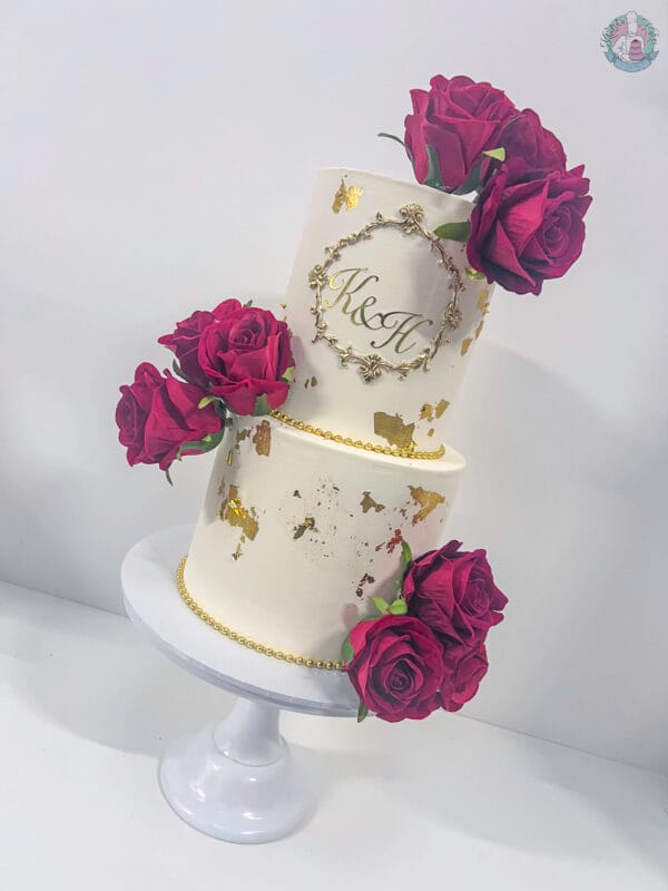 Wedding cake with plaque