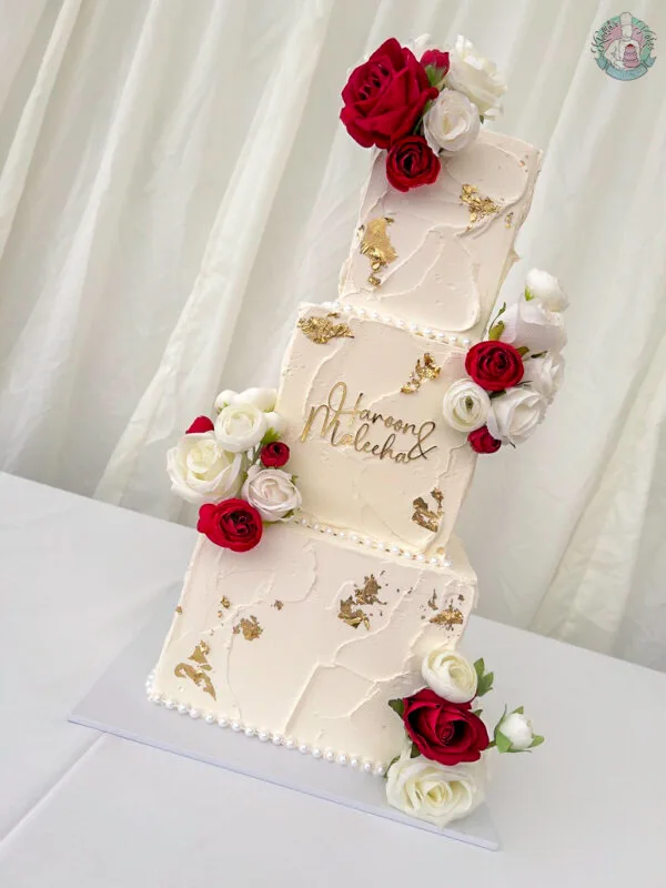 Square Textured Wedding Cake