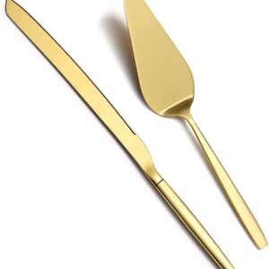 Gold Plain Wedding Knife Set