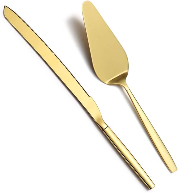 Gold Plain Wedding Knife Set