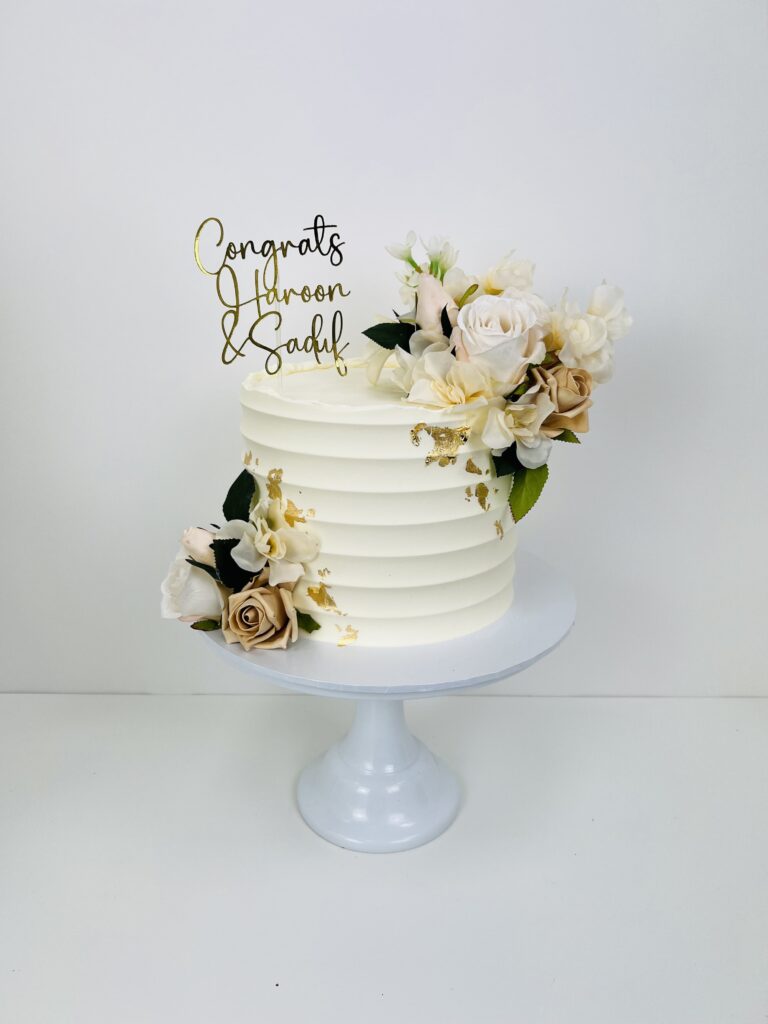 Handmade Luxury Bevelled Floral Cake | Khalids Kakes Birmingham